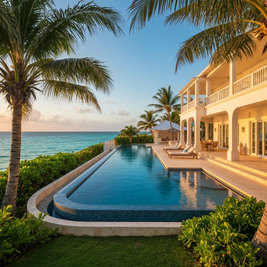 Luxury Caribbean beachfront villa in Puerto Rico with infinity pool overlooking turquoise ocean