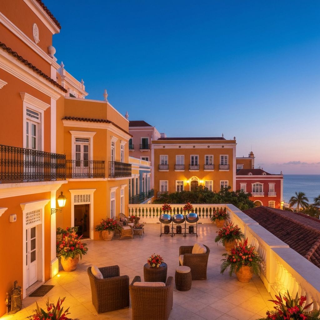 Luxury villa in Puerto Rico at dusk